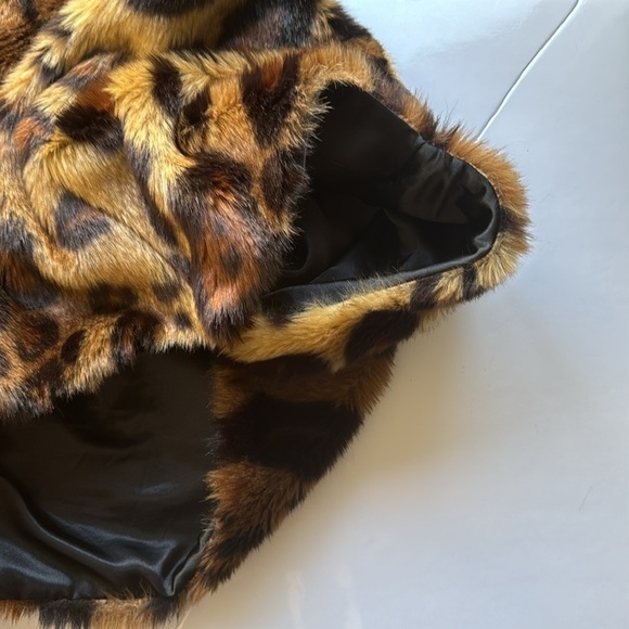 LAUNDRY BY SHELLI SEGAL FAUX FUR BOLERO JACKET ANIMAL PRINT BROWN  COAT ONE SIZE - Picture 13 of 14
